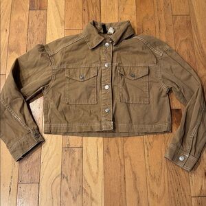 H&M Divided | Brown Denim Jacket | Cropped | Snap Buttons | size XS